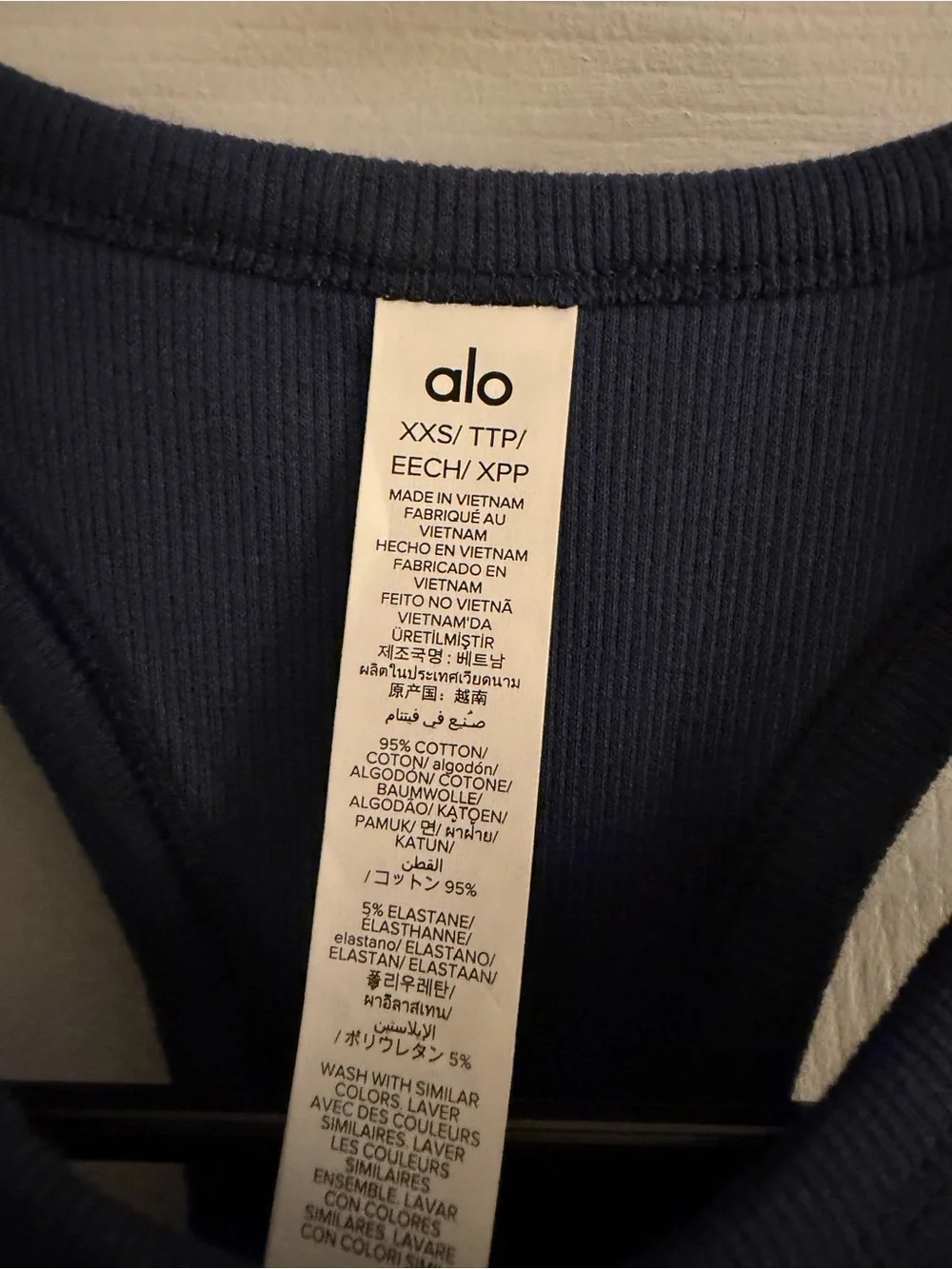 ALO Yoga Navy Ribbed Cropped Tank